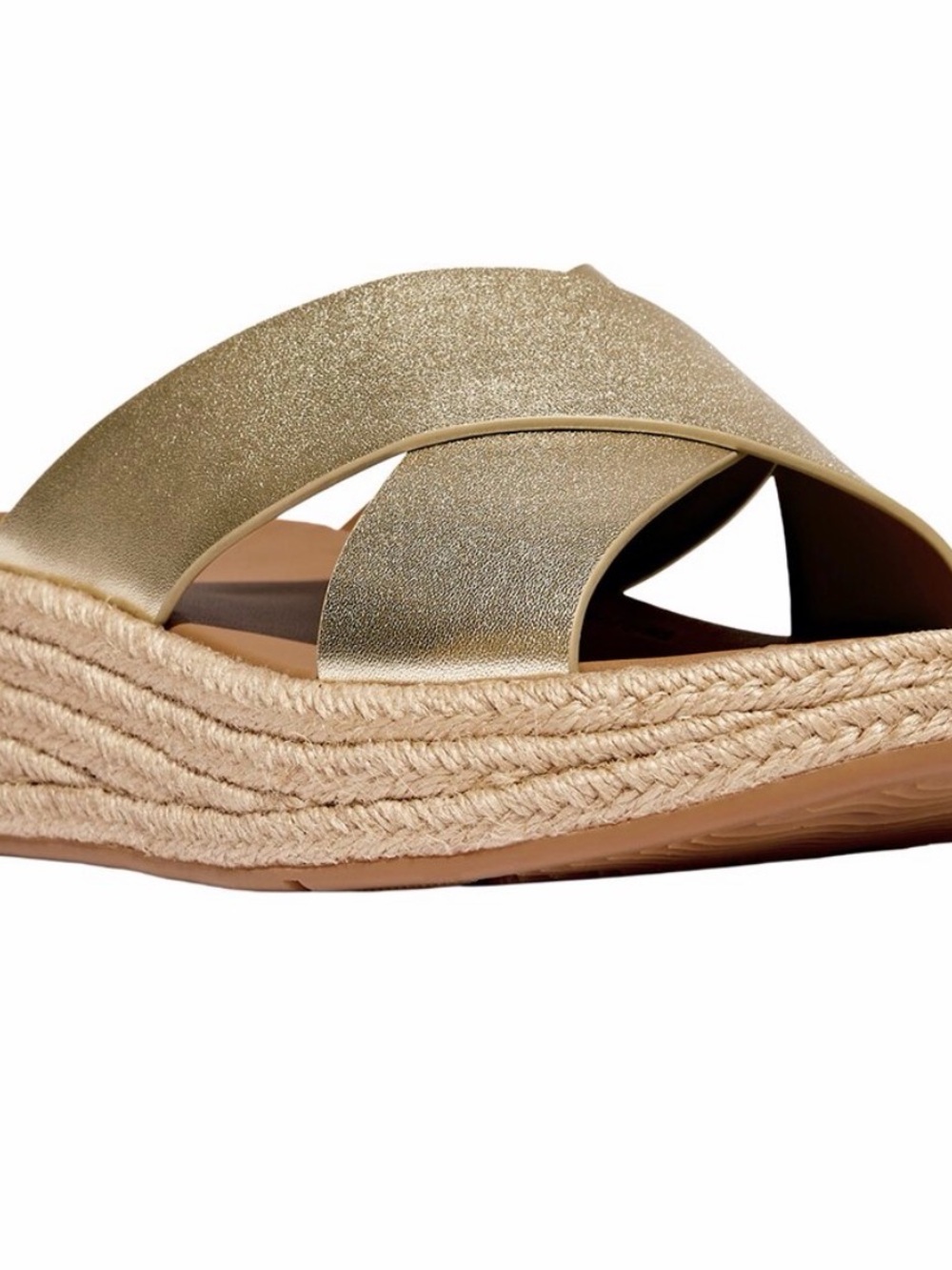 Gold Fitflop Espadrille Platform Slide Sandals - Women's